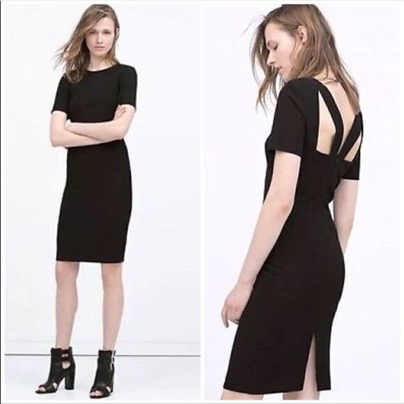 Zara Cutout LBD w/ Short Sleeves & Back Detail - Picture 1 of 7